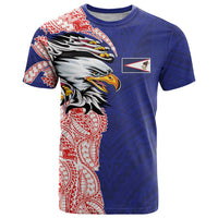 American Samoa Flag Day T Shirt Tribal Tattoo with Eagle Blue-Red LT03 Blue - Polynesian Pride