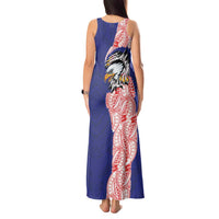 American Samoa Flag Day Tank Maxi Dress Tribal Tattoo with Eagle Blue-Red LT03 - Polynesian Pride