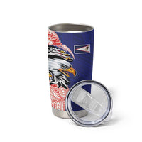 American Samoa Flag Day Tumbler Cup Tribal Tattoo with Eagle Blue-Red LT03 - Polynesian Pride