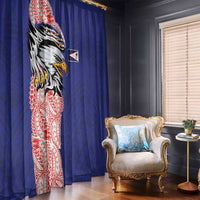 American Samoa Flag Day Window Curtain Tribal Tattoo with Eagle Blue-Red LT03 - Polynesian Pride