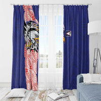 American Samoa Flag Day Window Curtain Tribal Tattoo with Eagle Blue-Red LT03 - Polynesian Pride