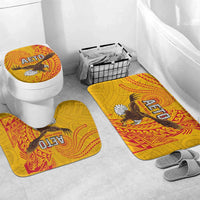 American Samoa Flag Day Bathroom Set Fautasi Race Pago Pago-Aeto Eagle Wings Tribal Style LT03 Mat Set Only (3 pcs) One Size Multicolor - Polynesian Pride