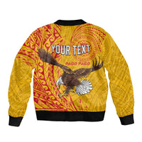 Personalised American Samoa Flag Day Bomber Jacket Fautasi Race Pago Pago-Aeto Eagle Wings Tribal Style