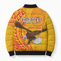 Personalised American Samoa Flag Day Bomber Puffer Jacket Fautasi Race Pago Pago-Aeto Eagle Wings Tribal Style LT03 - Polynesian Pride