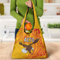 American Samoa Flag Day Grocery Bag Fautasi Race Pago Pago-Aeto Eagle Wings Tribal Style LT03 - Polynesian Pride