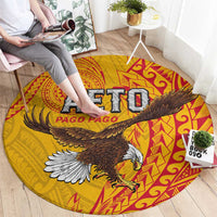 American Samoa Flag Day Round Carpet Fautasi Race Pago Pago-Aeto Eagle Wings Tribal Style LT03 - Polynesian Pride