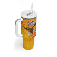 American Samoa Flag Day Tumbler With Handle Fautasi Race Pago Pago-Aeto Eagle Wings Tribal Style LT03 - Polynesian Pride
