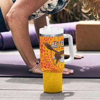 American Samoa Flag Day Tumbler With Handle Fautasi Race Pago Pago-Aeto Eagle Wings Tribal Style LT03 - Polynesian Pride