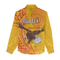 Personalised American Samoa Flag Day Women Casual Shirt Fautasi Race Pago Pago-Aeto Eagle Wings Tribal Style
