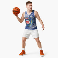 Personalised American Samoa Flag Day Basketball Jersey Fautasi Race Fagatogo-Iseula O Le Moana Sailfish Tribal Style