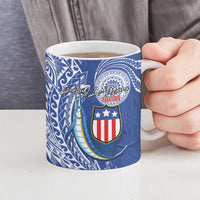 American Samoa Flag Day Ceramic Mug Fautasi Race Fagatogo-Iseula O Le Moana Sailfish Tribal Style