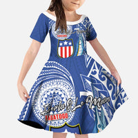 Personalised American Samoa Flag Day Family Matching Long Sleeve Bodycon Dress and Hawaiian Shirt Fautasi Race Fagatogo-Iseula O Le Moana Sailfish Tribal Style