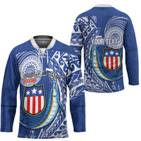 Personalised American Samoa Flag Day Hockey Jersey Fautasi Race Fagatogo-Iseula O Le Moana Sailfish Tribal Style