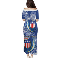 Personalised American Samoa Flag Day Puletasi Fautasi Race Fagatogo-Iseula O Le Moana Sailfish Tribal Style