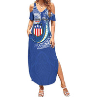 Personalised American Samoa Flag Day Summer Maxi Dress Fautasi Race Fagatogo-Iseula O Le Moana Sailfish Tribal Style