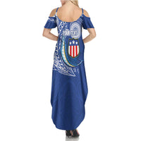 Personalised American Samoa Flag Day Summer Maxi Dress Fautasi Race Fagatogo-Iseula O Le Moana Sailfish Tribal Style