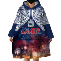Samoa Indenpendence Day Wearable Blanket Hoodie Sky Fireworks with Flag Style LT03 - Polynesian Pride