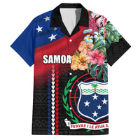 Personalised Samoa Indenpendence Day Family Matching Long Sleeve Bodycon Dress and Hawaiian Shirt Tropical Samoan Coat of Arms With Siapo Pattern LT03 Dad's Shirt - Short Sleeve Black - Polynesian Pride