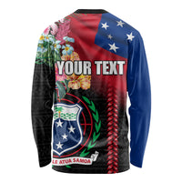 Personalised Samoa Indenpendence Day Long Sleeve Shirt Tropical Samoan Coat of Arms With Siapo Pattern LT03 - Polynesian Pride