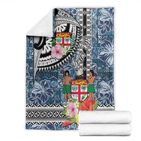 Fiji Day Blanket Traditional Tapa with Hibiscus and Emblems