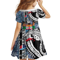 Fiji Day Family Matching Off The Shoulder Long Sleeve Dress and Hawaiian Shirt Traditional Tapa with Hibiscus and Emblems