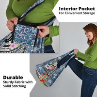 Fiji Day Grocery Bag Traditional Tapa with Hibiscus and Emblems