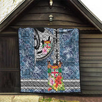 Fiji Day Quilt Traditional Tapa with Hibiscus and Emblems