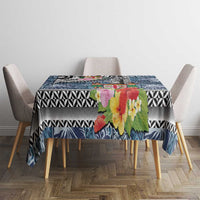 Fiji Day Tablecloth Traditional Tapa with Hibiscus and Emblems