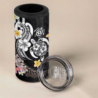 Hawaiian Tropical Plumeria Turtles 4 in 1 Can Cooler Tumbler Polynesian Art Tattoo