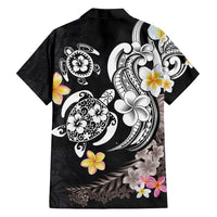 Hawaiian Tropical Plumeria Turtles Family Matching Long Sleeve Bodycon Dress and Hawaiian Shirt Polynesian Art Tattoo