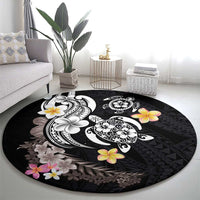 Hawaiian Tropical Plumeria Turtles Round Carpet Polynesian Art Tattoo
