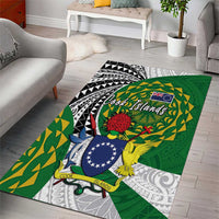 Cook Islands Independence Day Area Rug National Flag and Emblem with Tatau Tattoo