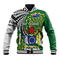 Cook Islands Independence Day Baseball Jacket National Flag and Emblem with Tatau Tattoo LT03 Unisex - Polynesian Pride