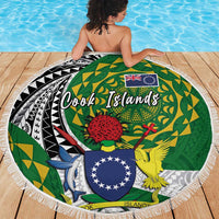 Cook Islands Independence Day Beach Blanket National Flag and Emblem with Tatau Tattoo LT03 - Polynesian Pride
