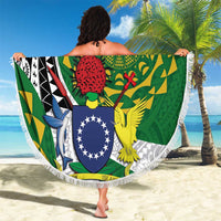 Cook Islands Independence Day Beach Blanket National Flag and Emblem with Tatau Tattoo LT03 - Polynesian Pride