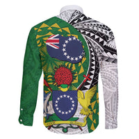 Cook Islands Independence Day Family Matching Short Sleeve Bodycon Dress and Hawaiian Shirt National Flag and Emblem with Tatau Tattoo