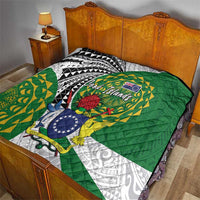 Cook Islands Independence Day Quilt National Flag and Emblem with Tatau Tattoo