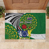 Cook Islands Independence Day Rubber Doormat National Flag and Emblem with Tatau Tattoo LT03 L 60cm x 90cm - Polynesian Pride