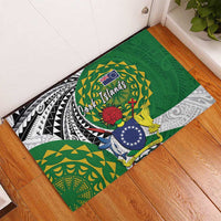 Cook Islands Independence Day Rubber Doormat National Flag and Emblem with Tatau Tattoo LT03 - Polynesian Pride