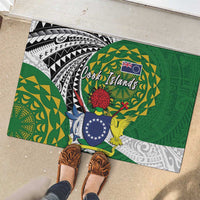 Cook Islands Independence Day Rubber Doormat National Flag and Emblem with Tatau Tattoo LT03 - Polynesian Pride