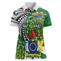 Cook Islands Independence Day Women Polo Shirt National Flag and Emblem with Tatau Tattoo