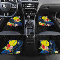 Palau Independence Day Car Mats Melanesian Tattoo with Hibiscus