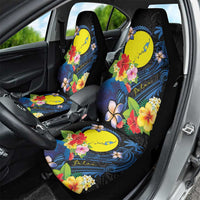 Palau Independence Day Car Seat Cover Melanesian Tattoo with Hibiscus