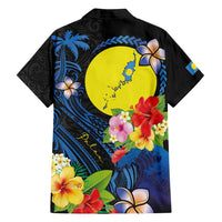 Palau Independence Day Family Matching Tank Maxi Dress and Hawaiian Shirt Melanesian Tattoo with Hibiscus