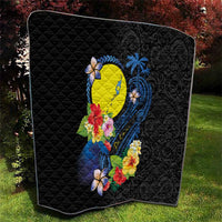 Palau Independence Day Quilt Melanesian Tattoo with Hibiscus