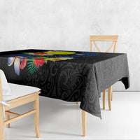 Palau Independence Day Tablecloth Melanesian Tattoo with Hibiscus
