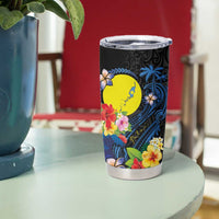 Palau Independence Day Tumbler Cup Melanesian Tattoo with Hibiscus