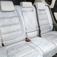 Hawaiian Turtles and Leis Back Car Seat Cover Tribal Kakau Pattern Airy White Blue Cloud Vibe