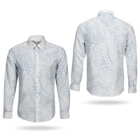Hawaiian Turtles and Leis Couples Matching Tank Maxi Dress and Long Sleeve Button Shirt Tribal Kakau Pattern Airy White Blue Cloud Vibe LT03 - Polynesian Pride