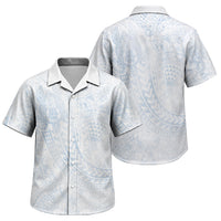 Hawaiian Turtles and Leis Family Matching Long Sleeve Bodycon Dress and Hawaiian Shirt Tribal Kakau Pattern Airy White Blue Cloud Vibe LT03 Son's Shirt White - Polynesian Pride